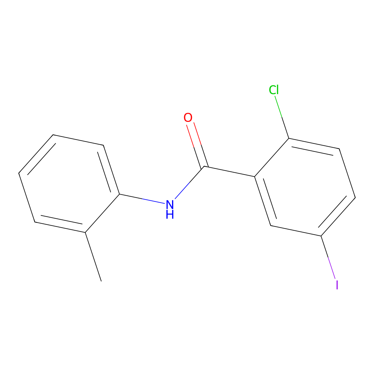 2-chloro-5-iodo-N-(2-methylphenyl)benzamide molecular structure, CAS 328277-83-4