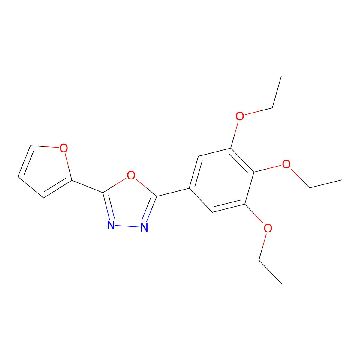 2-(Furan-2-yl)-5-(3,4,5-triethoxyphenyl)-1,3,4-oxadiazole molecular structure, CAS 328277-86-7