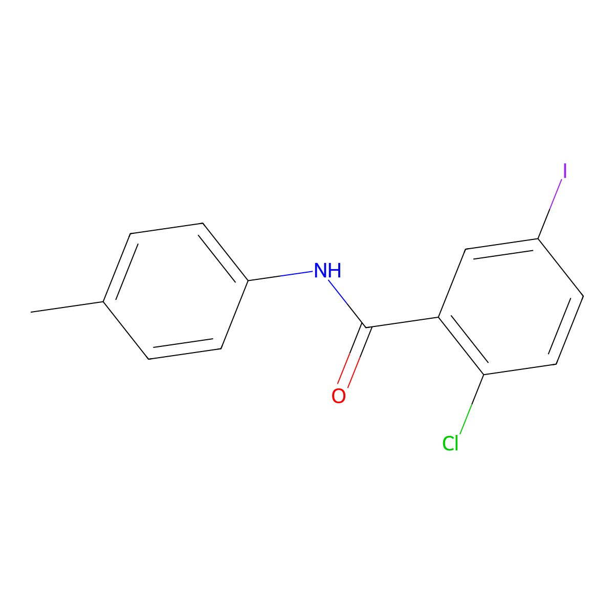 2-chloro-5-iodo-N-(4-methylphenyl)benzamide molecular structure, CAS 328277-87-8