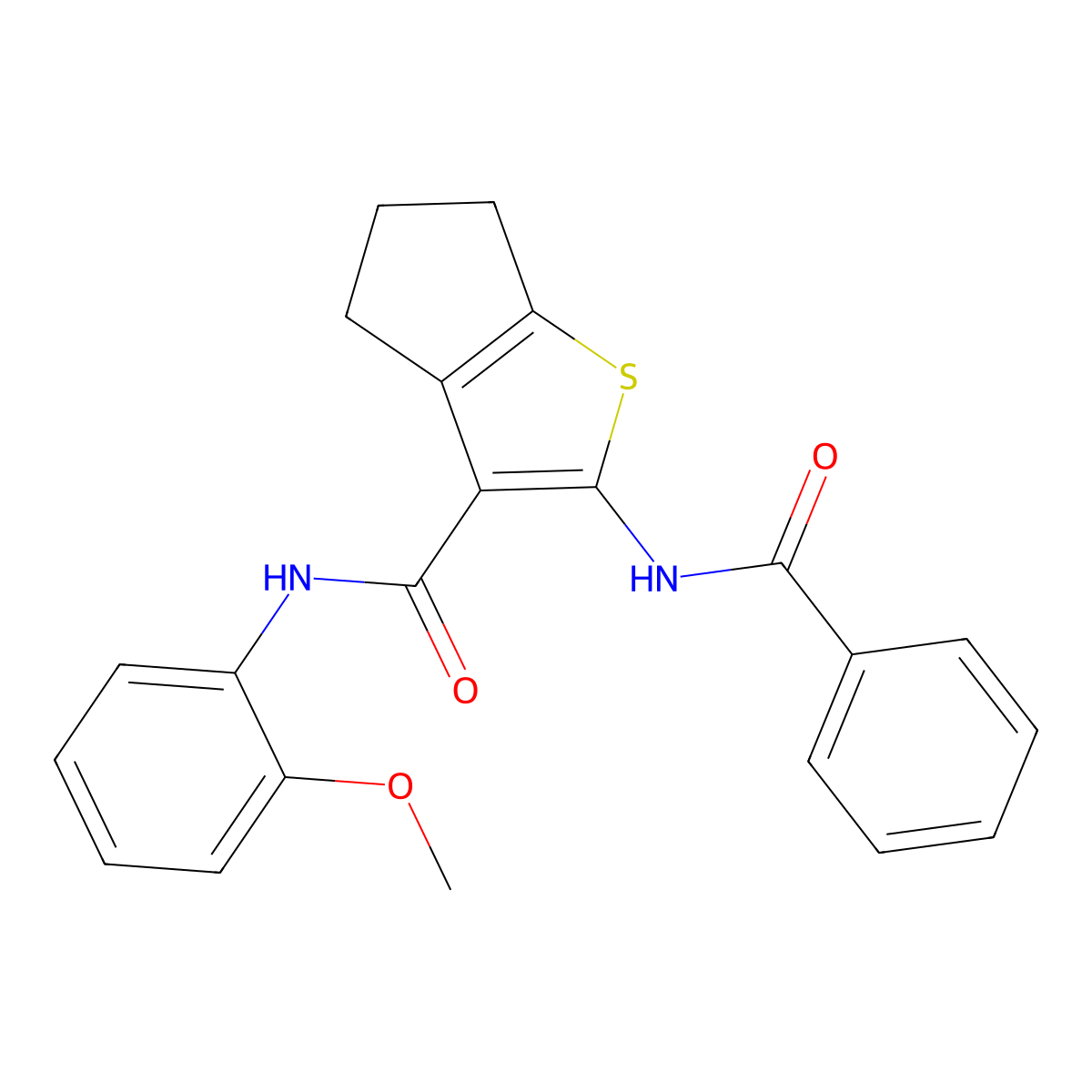 2-benzamido-N-(2-methoxyphenyl)-5,6-dihydro-4H-cyclopenta[b]thiophene-3-carboxamide molecular structure, CAS 328278-69-9