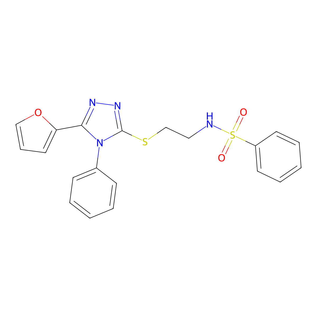 N-[2-[[5-(furan-2-yl)-4-phenyl-1,2,4-triazol-3-yl]sulfanyl]ethyl]benzenesulfonamide molecular structure, CAS 328279-10-3
