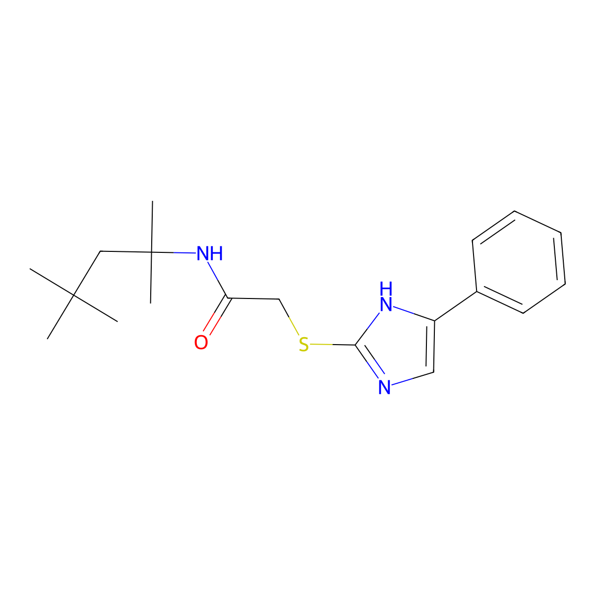 2-[(5-phenyl-1H-imidazol-2-yl)sulfanyl]-N-(2,4,4-trimethylpentan-2-yl)acetamide molecular structure, CAS 328280-10-0