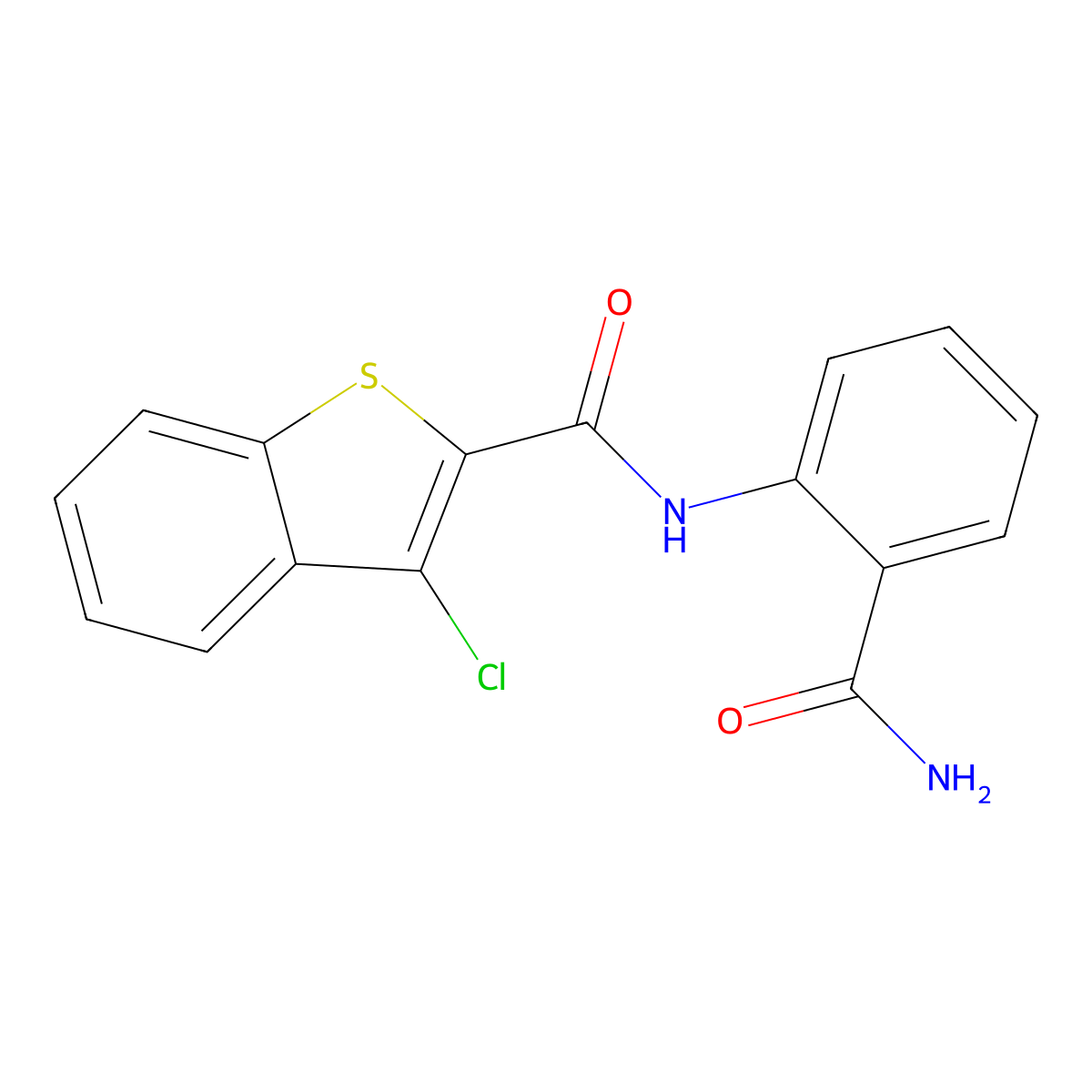 N-(2-carbamoylphenyl)-3-chloro-1-benzothiophene-2-carboxamide molecular structure, CAS 328280-35-9