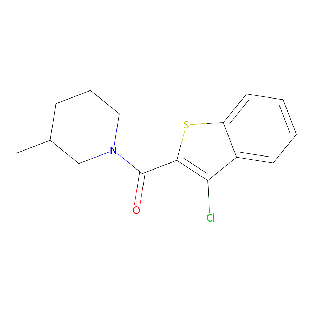 (3-Chloro-1-benzothiophen-2-yl)-(3-methylpiperidin-1-yl)methanone molecular structure, CAS 328280-39-3