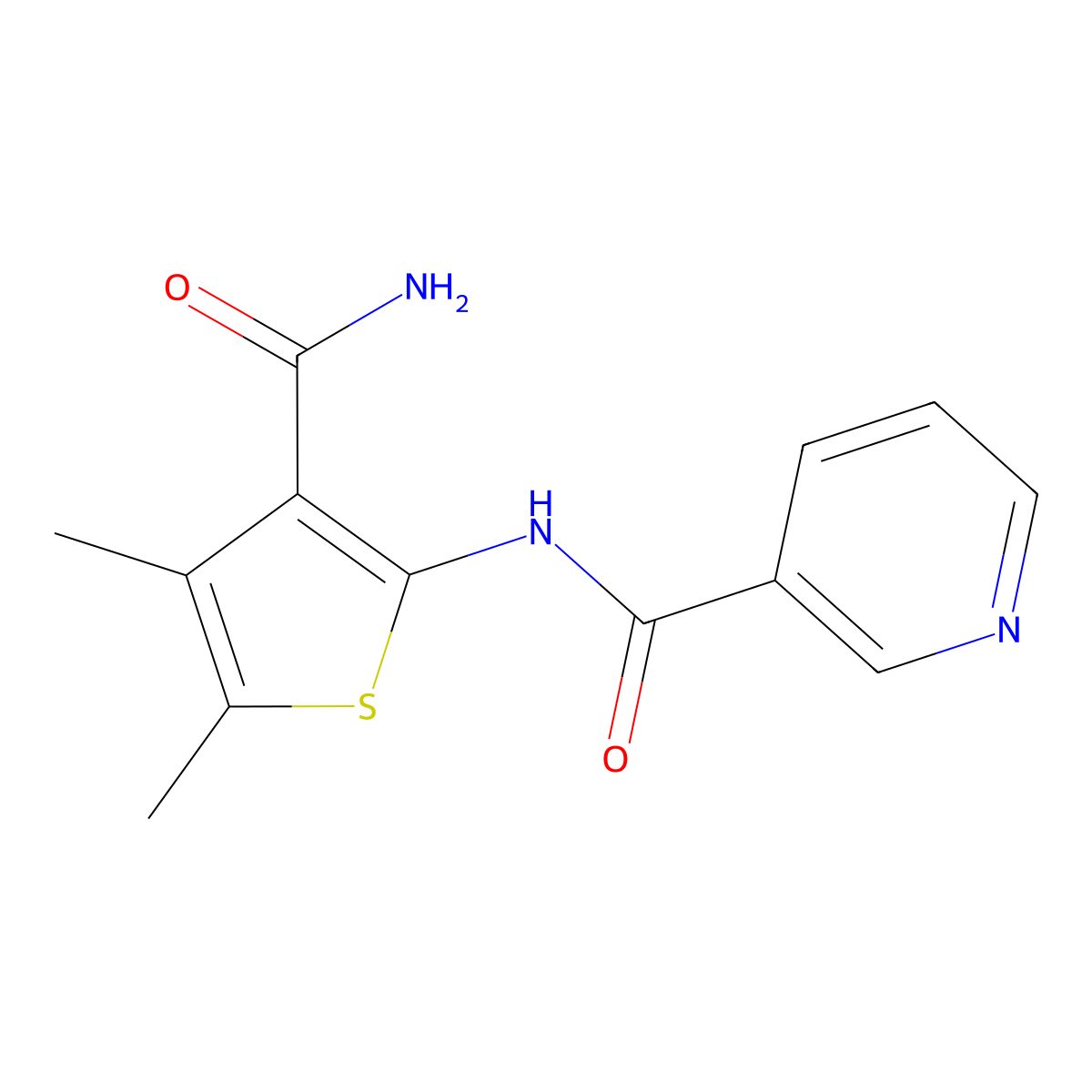 N-(3-carbamoyl-4,5-dimethylthiophen-2-yl)pyridine-3-carboxamide molecular structure, CAS 328280-42-8