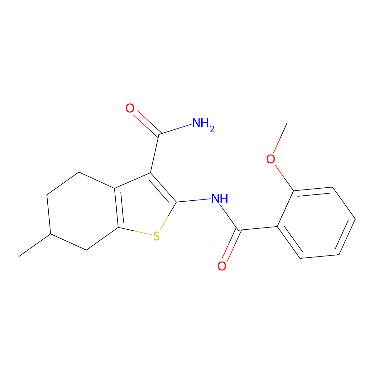 2-[(2-Methoxybenzoyl)amino]-6-methyl-4,5,6,7-tetrahydro-1-benzothiophene-3-carboxamide molecular structure, CAS 328280-47-3