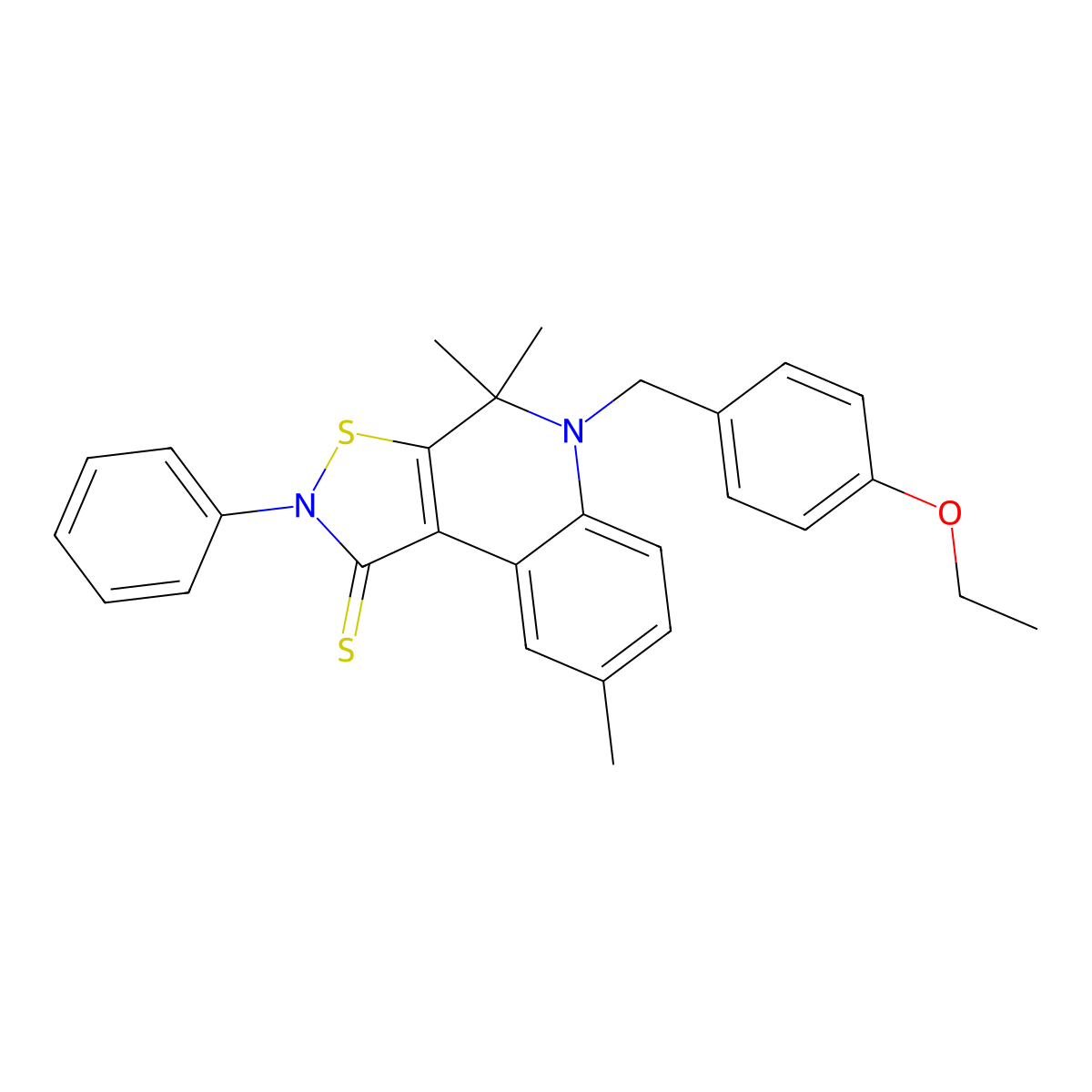 5-(4-ethoxybenzyl)-4,4,8-trimethyl-2-phenyl-4,5-dihydroisothiazolo[5,4-c]quinoline-1(2H)-thione molecular structure, CAS 328280-71-3