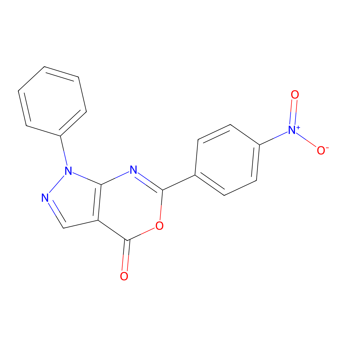 6-(4-Nitrophenyl)-1-phenylpyrazolo[3,4-d][1,3]oxazin-4-one molecular structure, CAS 328280-75-7