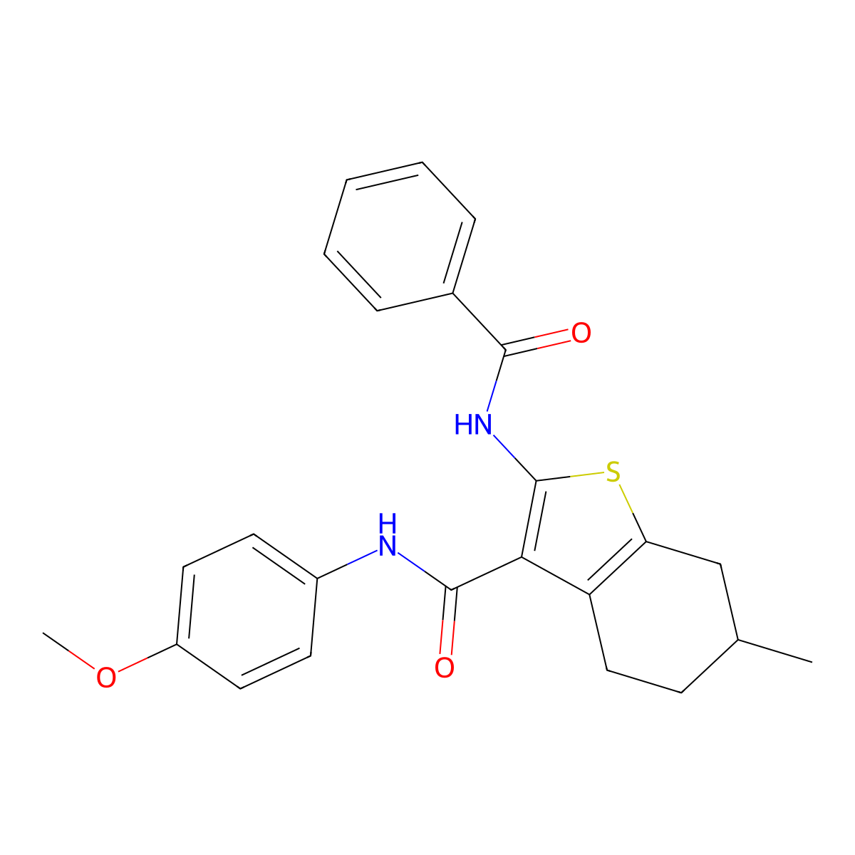 2-benzamido-N-(4-methoxyphenyl)-6-methyl-4,5,6,7-tetrahydro-1-benzothiophene-3-carboxamide molecular structure, CAS 328280-96-2