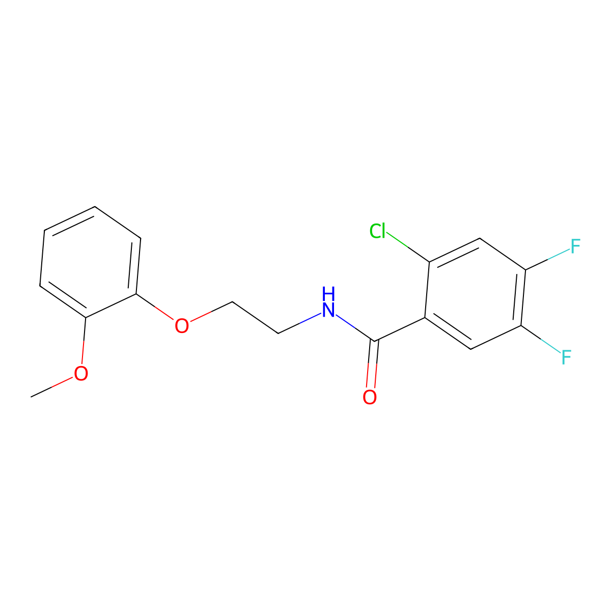 2-chloro-4,5-difluoro-N-[2-(2-methoxyphenoxy)ethyl]benzamide molecular structure, CAS 328281-15-8