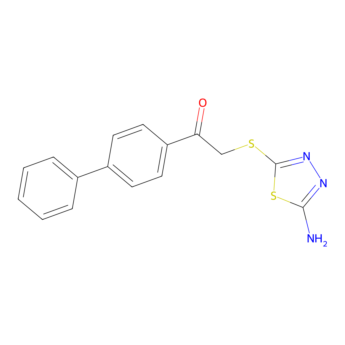 2-(5-Amino-[1,3,4]thiadiazol-2-ylsulfanyl)-1-biphenyl-4-yl-ethanone molecular structure, CAS 328281-57-8
