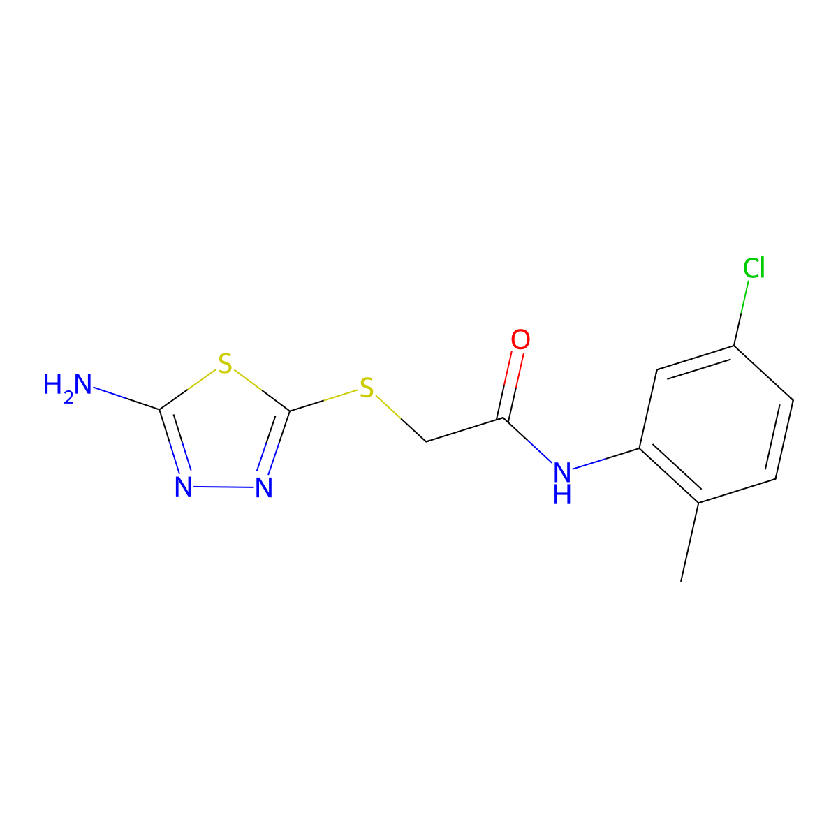 2-[(5-amino-1,3,4-thiadiazol-2-yl)thio]-N-(5-chloro-2-methylphenyl)acetamide molecular structure, CAS 328281-60-3