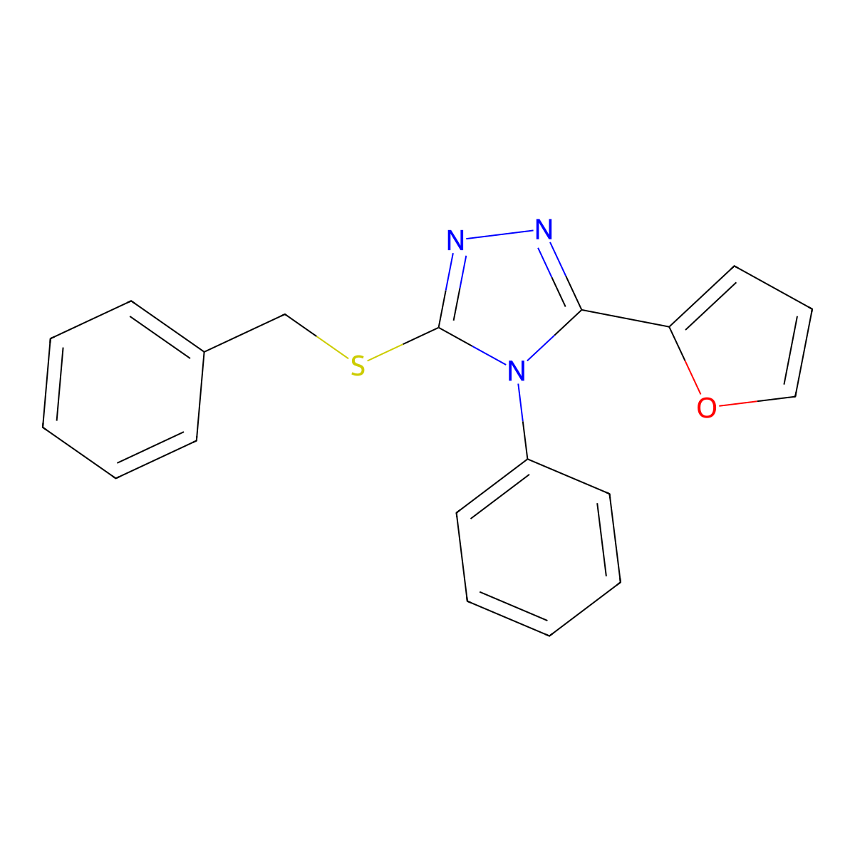 3-(Benzylthio)-5-(furan-2-yl)-4-phenyl-4H-1,2,4-triazole molecular structure, CAS 328281-65-8