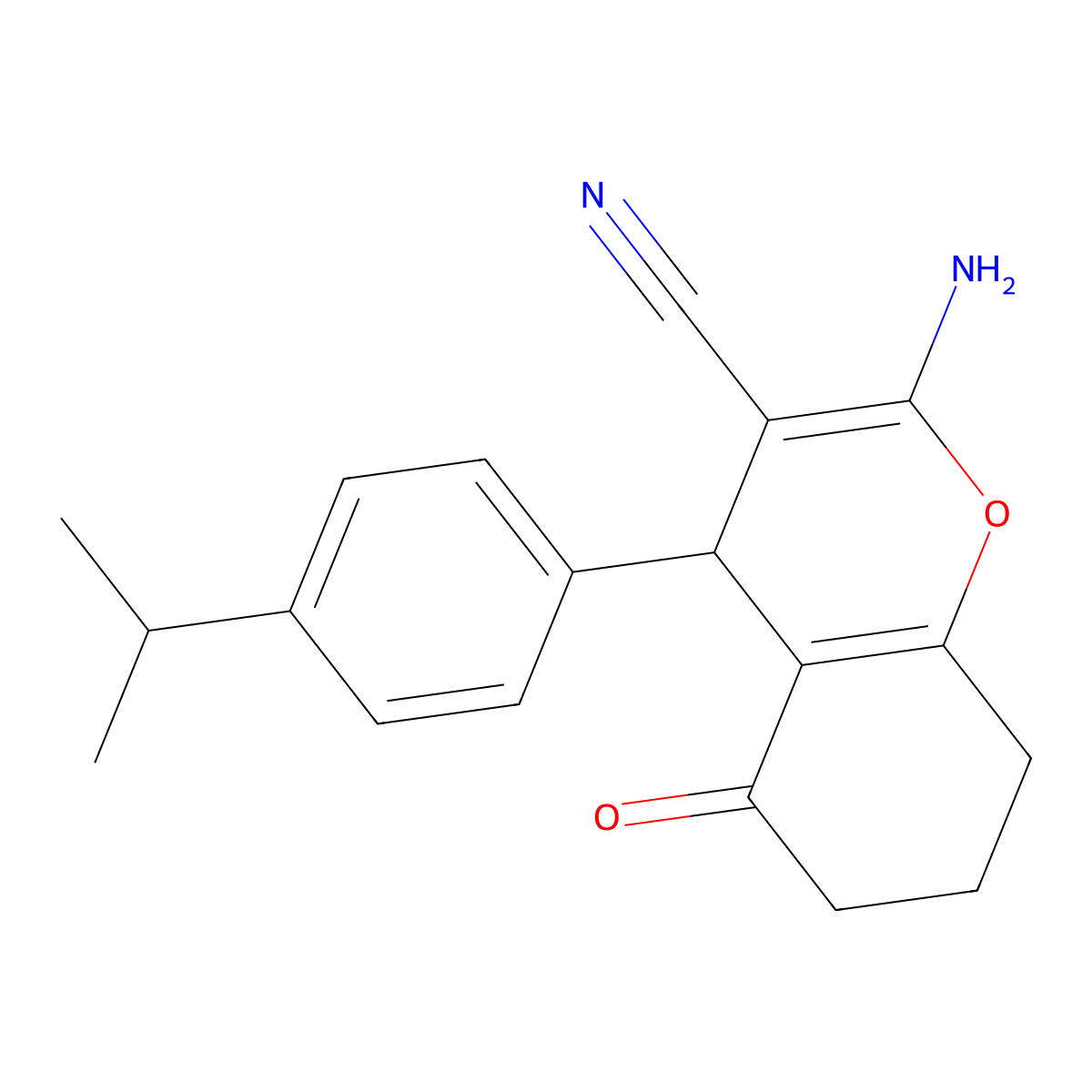 2-Amino-5-oxo-4-(4-propan-2-ylphenyl)-4,6,7,8-tetrahydrochromene-3-carbonitrile molecular structure, CAS 328282-16-2