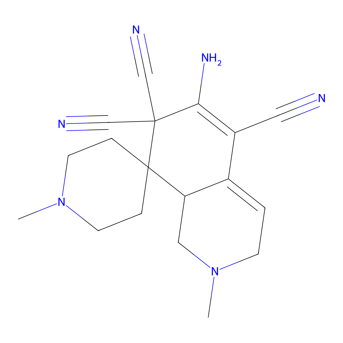 6-amino-1',2-dimethylspiro[3,8a-dihydro-1H-isoquinoline-8,4'-piperidine]-5,7,7-tricarbonitrile molecular structure, CAS 328282-26-4