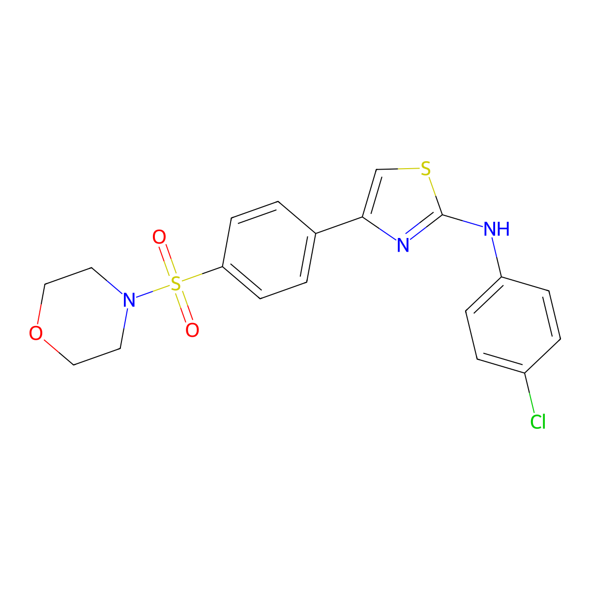 N-(4-chlorophenyl)-4-(4-morpholin-4-ylsulfonylphenyl)-1,3-thiazol-2-amine molecular structure, CAS 328282-29-7