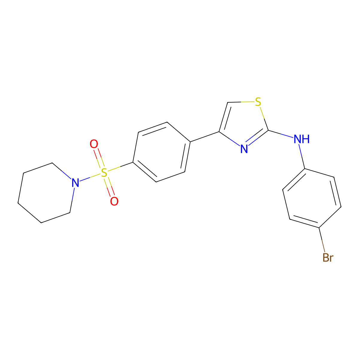 N-(4-bromophenyl)-4-(4-piperidin-1-ylsulfonylphenyl)-1,3-thiazol-2-amine molecular structure, CAS 328282-32-2