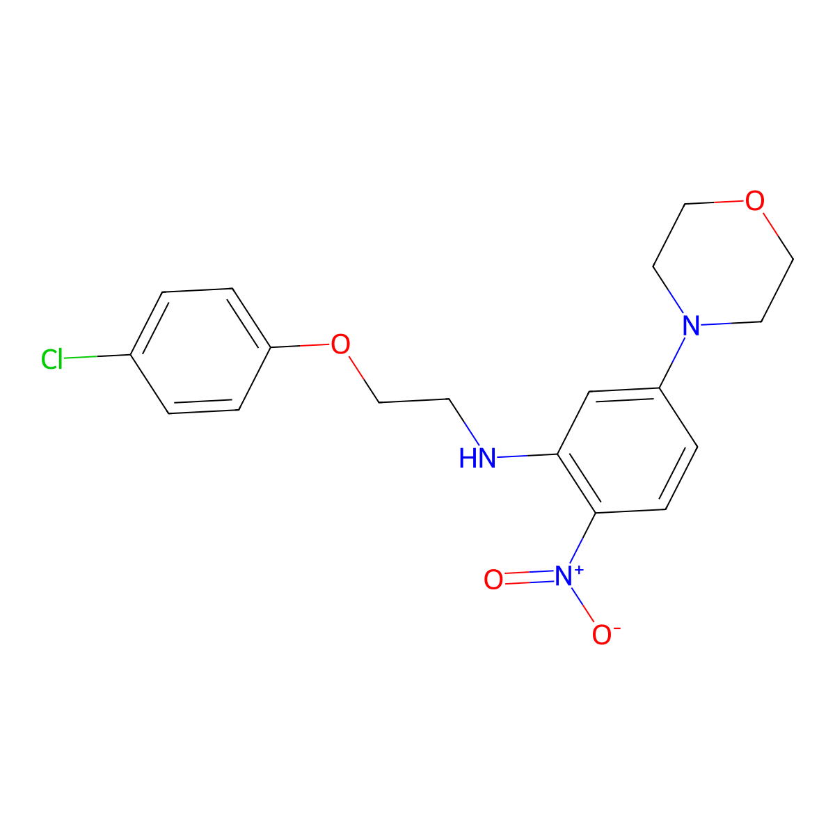 N-[2-(4-chlorophenoxy)ethyl]-5-morpholin-4-yl-2-nitroaniline molecular structure, CAS 328282-43-5