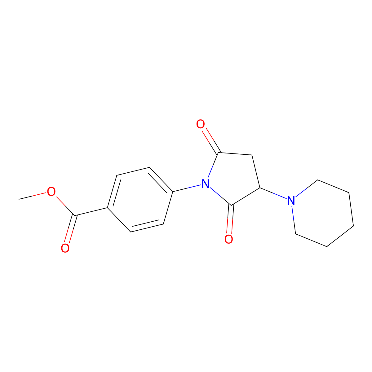 Methyl 4-(2,5-dioxo-3-piperidin-1-ylpyrrolidin-1-yl)benzoate molecular structure, CAS 328282-89-9