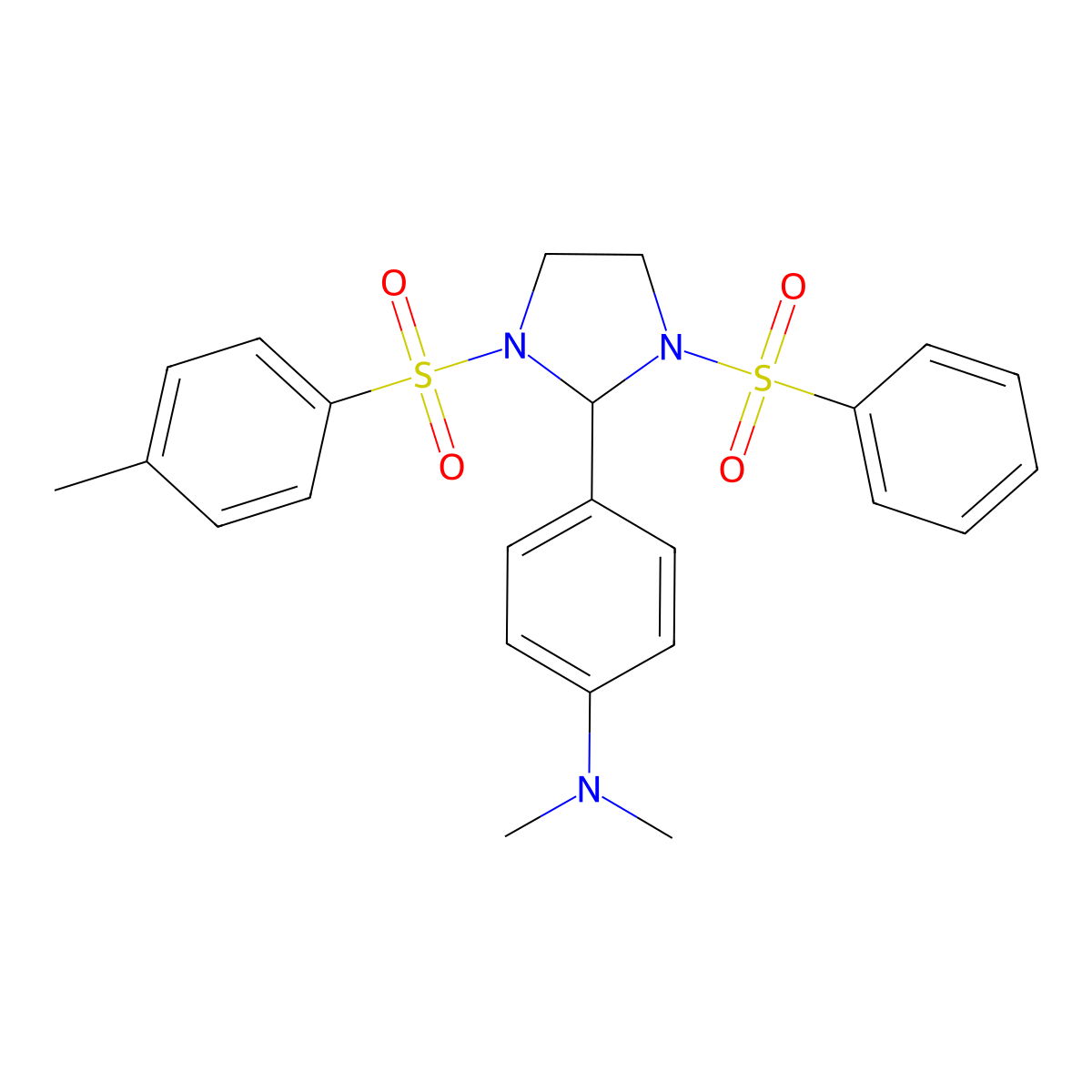 N,N-dimethyl-4-[1-[(4-methylphenyl)sulfonyl]-3-(phenylsulfonyl)-2-imidazolidinyl]aniline molecular structure, CAS 328282-95-7