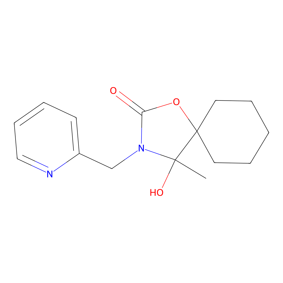4-Hydroxy-4-methyl-3-(pyridin-2-ylmethyl)-1-oxa-3-azaspiro[4.5]decan-2-one molecular structure, CAS 328283-10-9