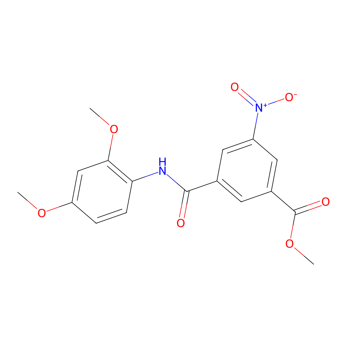 Methyl 3-[(2,4-dimethoxyphenyl)carbamoyl]-5-nitrobenzoate molecular structure, CAS 328284-49-7