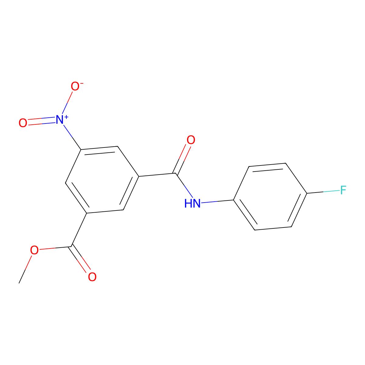 Methyl 3-[(4-fluorophenyl)carbamoyl]-5-nitrobenzoate molecular structure, CAS 328284-50-0