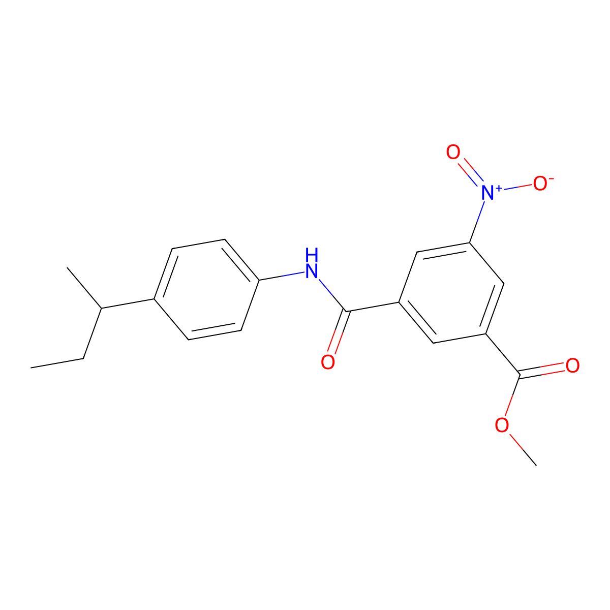 Methyl 3-{[4-(butan-2-yl)phenyl]carbamoyl}-5-nitrobenzoate molecular structure, CAS 328284-52-2
