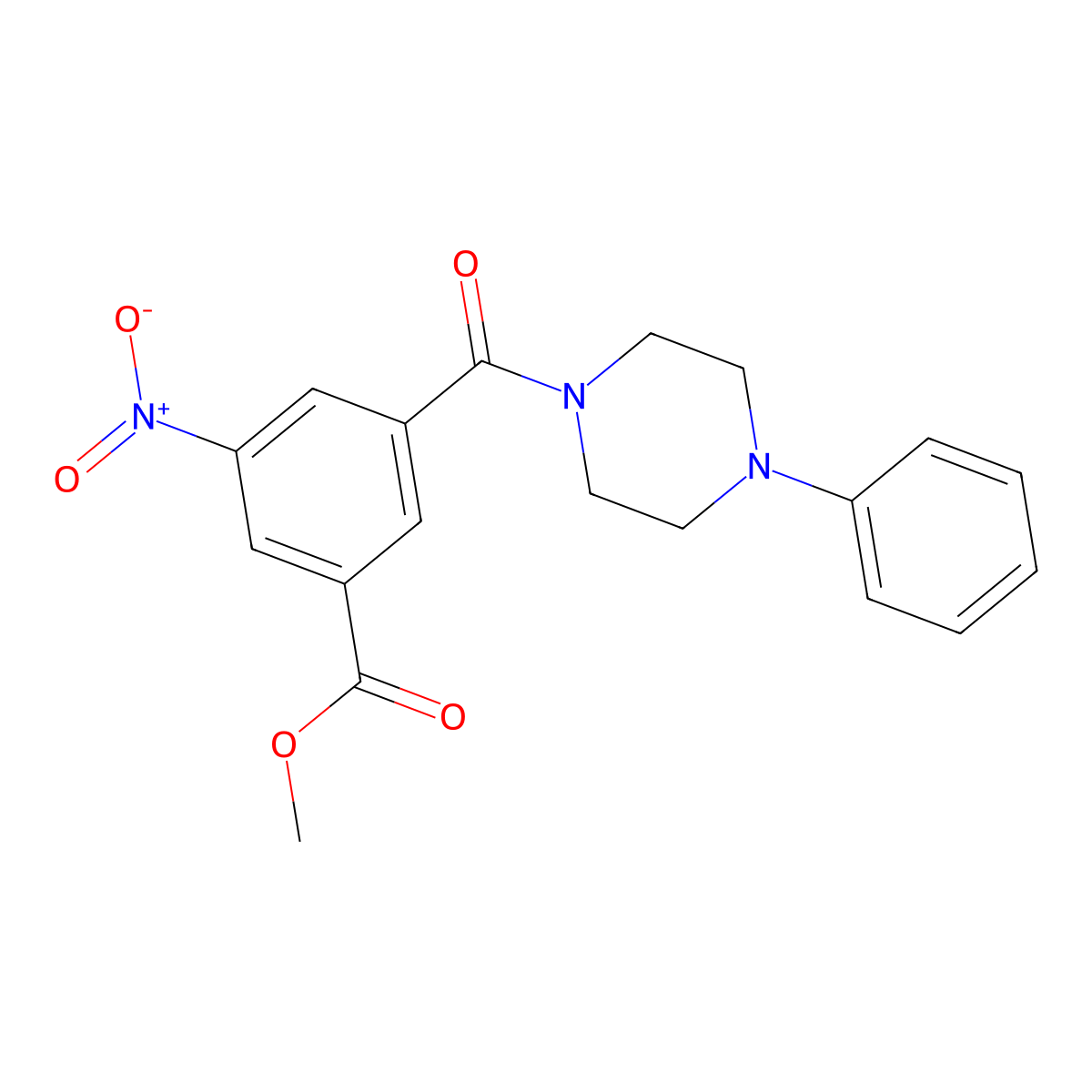 Methyl 3-nitro-5-(4-phenylpiperazine-1-carbonyl)benzoate molecular structure, CAS 328284-53-3