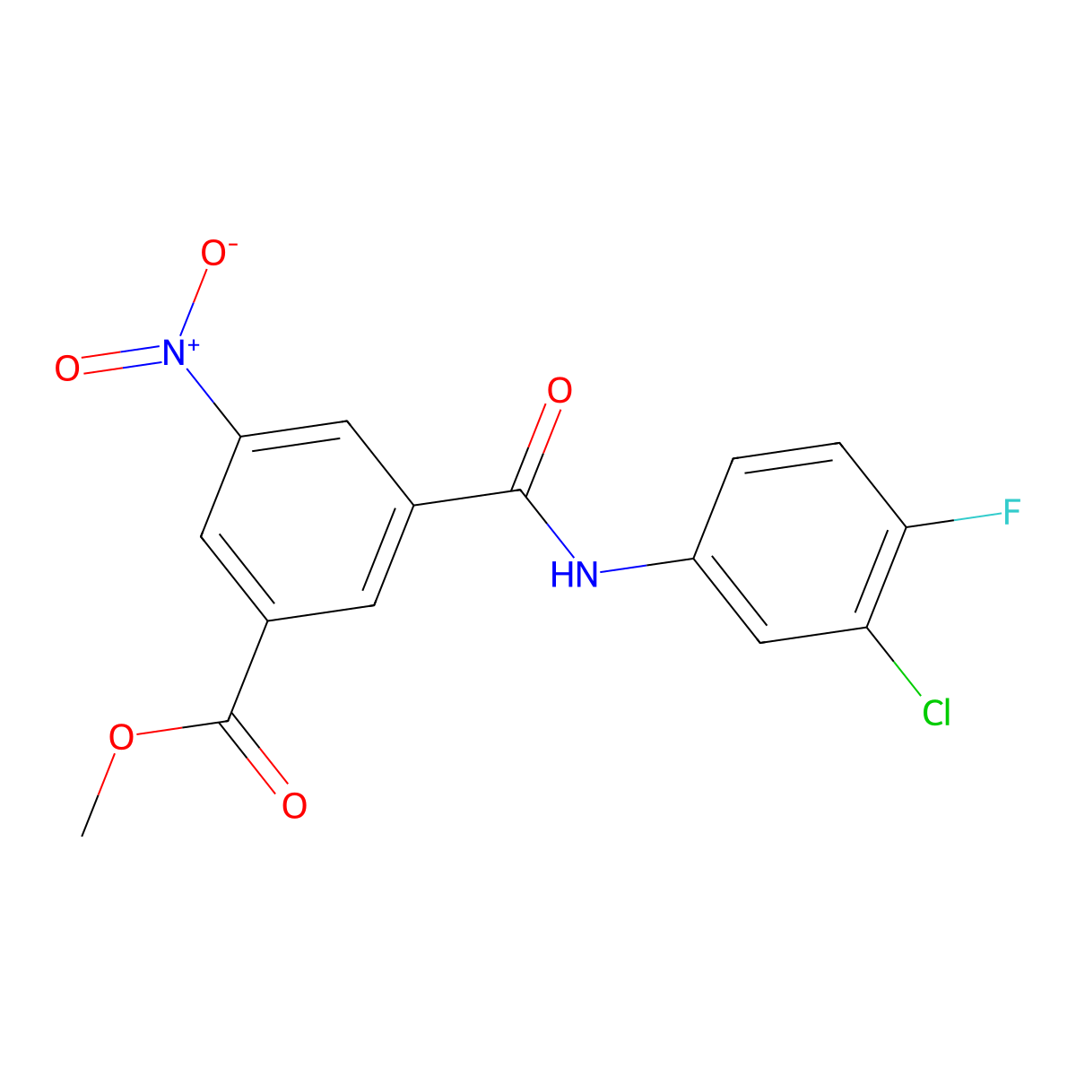 Methyl 3-[(3-chloro-4-fluorophenyl)carbamoyl]-5-nitrobenzoate molecular structure, CAS 328284-61-3