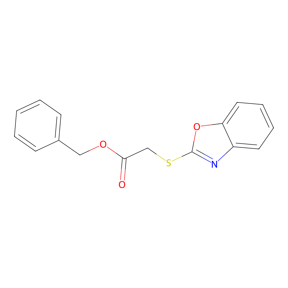 Phenylmethyl 2-benzoxazol-2-ylthioacetate molecular structure, CAS 328284-77-1