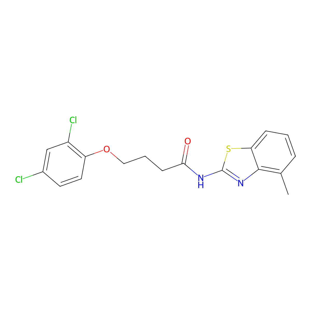 4-(2,4-dichlorophenoxy)-N-(4-methyl-1,3-benzothiazol-2-yl)butanamide molecular structure, CAS 328285-00-3