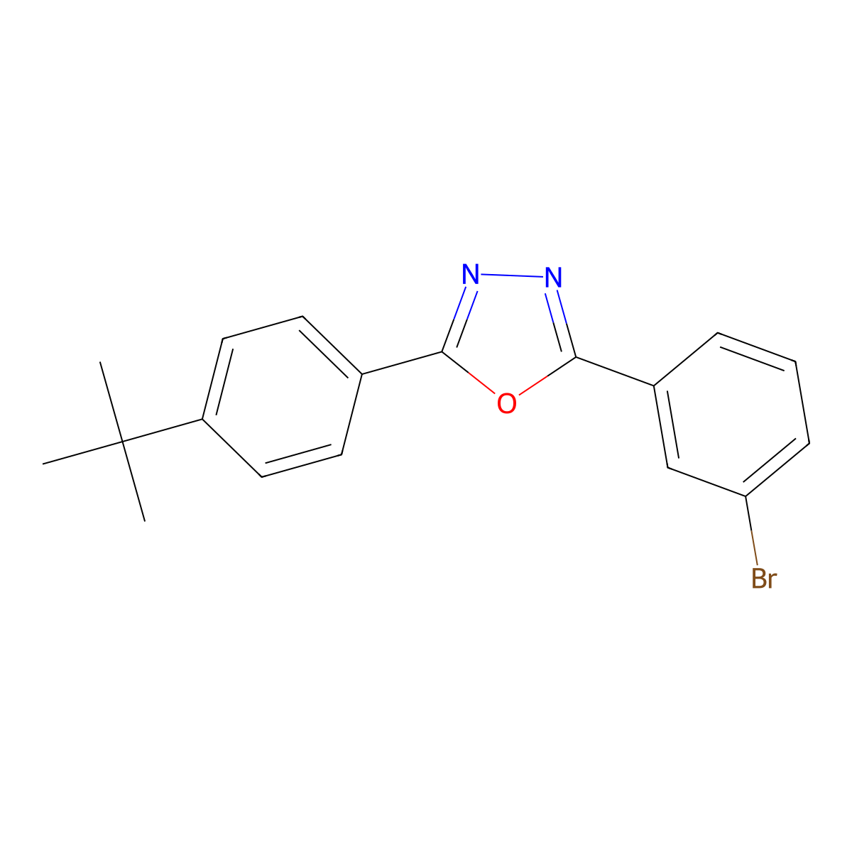 2-(3-Bromophenyl)-5-(4-tert-butylphenyl)-1,3,4-oxadiazole molecular structure, CAS 328285-14-9
