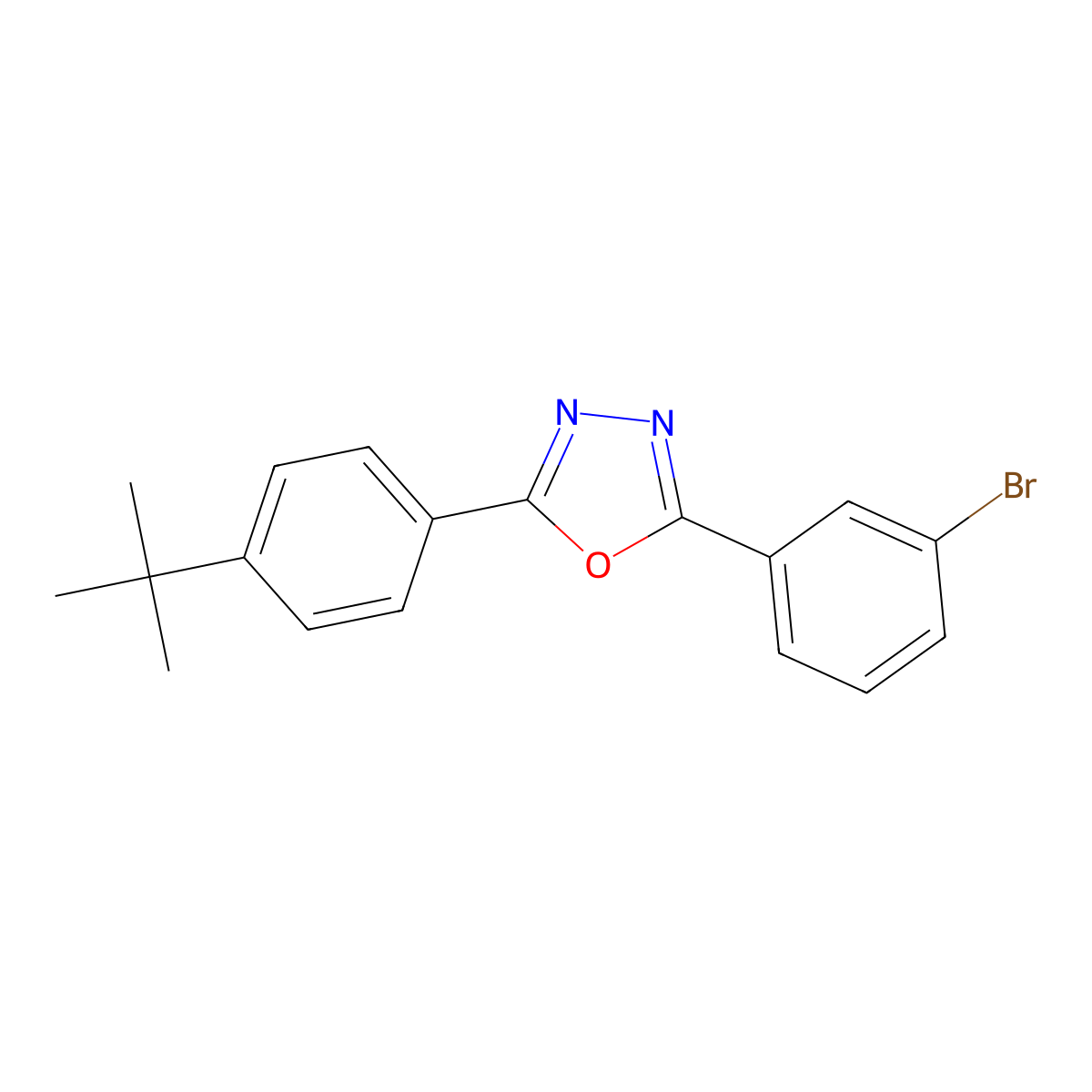 2-(3-Bromophenyl)-5-(4-tert-butylphenyl)-1,3,4-oxadiazole molecular structure, CAS 328285-14-9