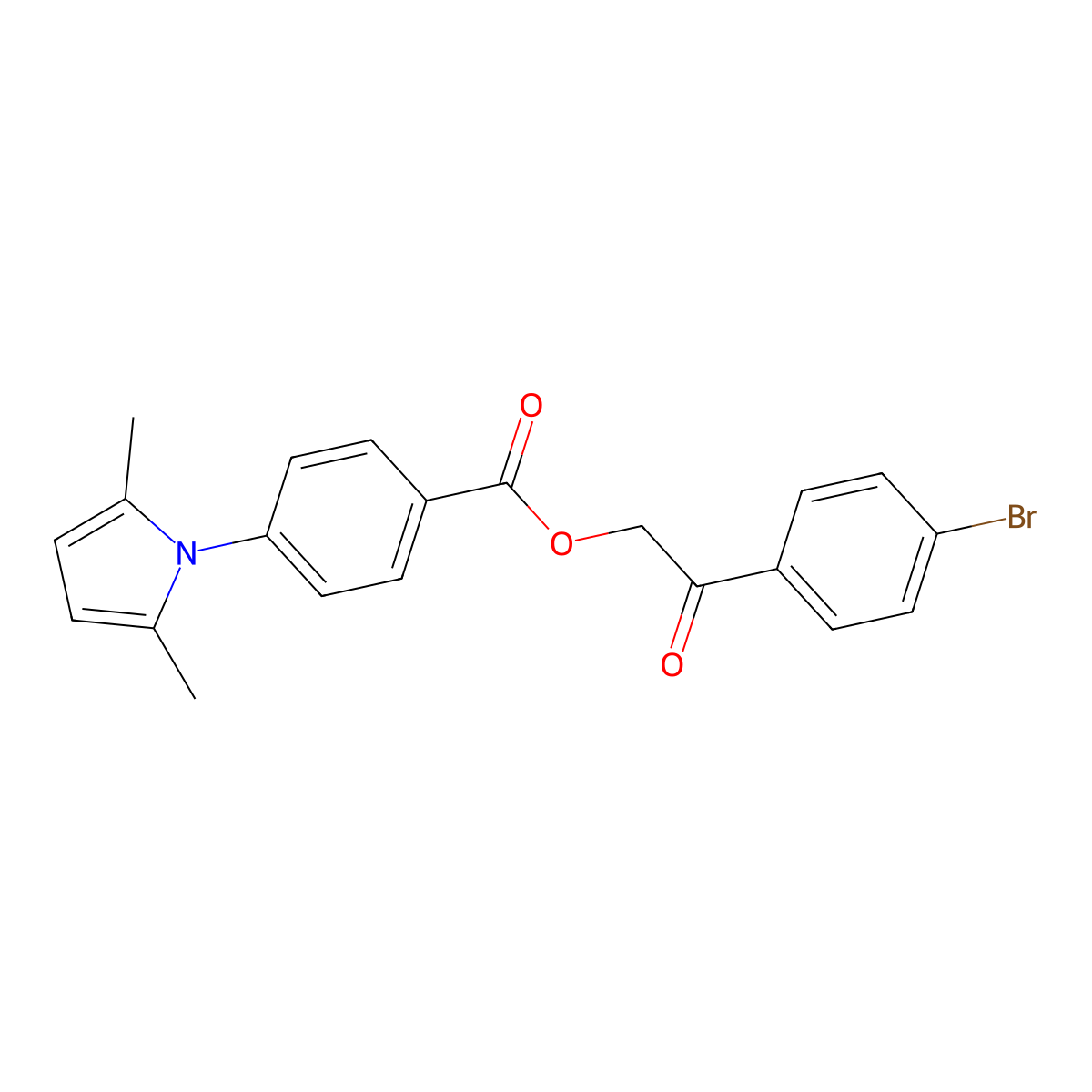 2-(4-bromophenyl)-2-oxoethyl 4-(2,5-dimethyl-1H-pyrrol-1-yl)benzoate molecular structure, CAS 328285-16-1