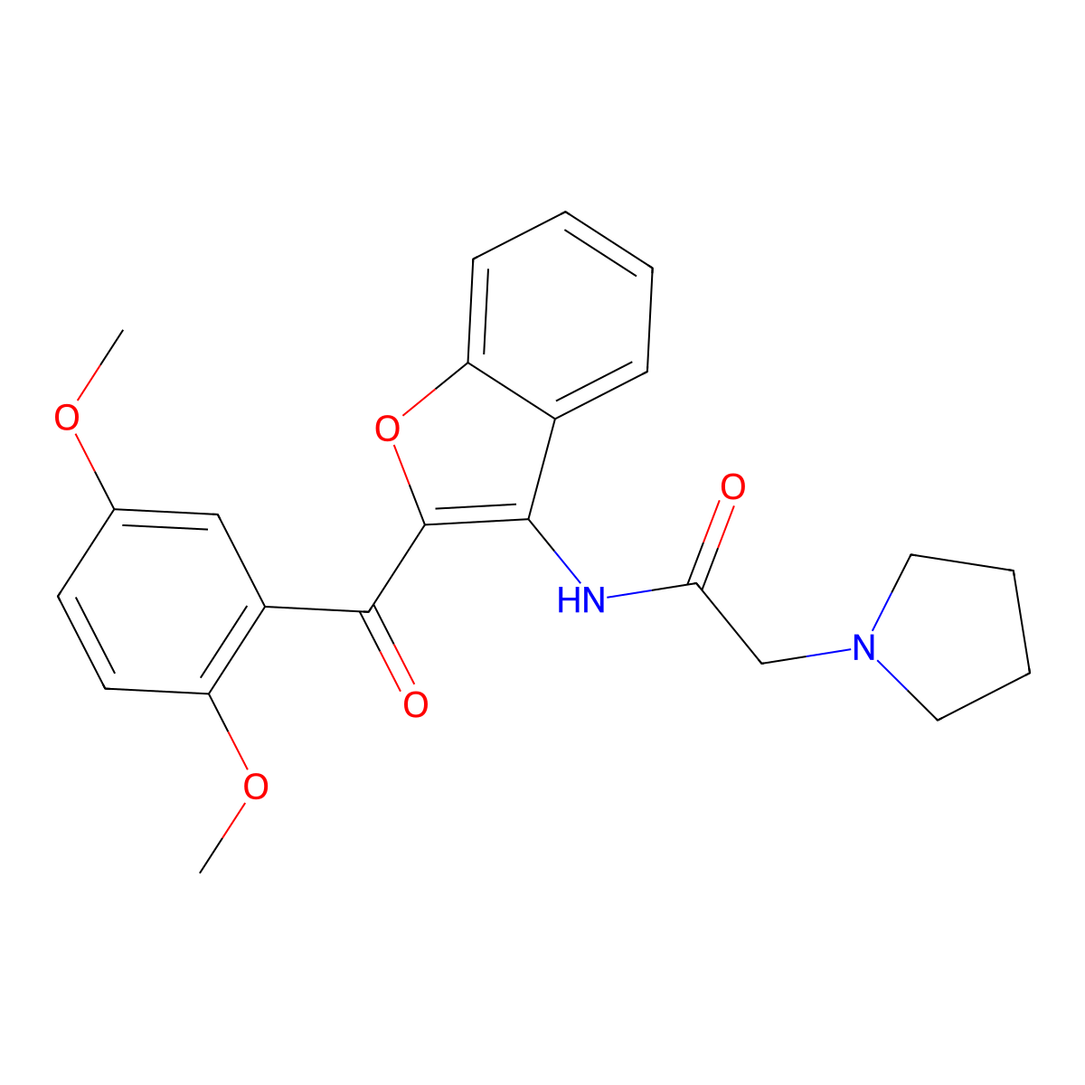 N-[2-(2,5-dimethoxybenzoyl)-1-benzofuran-3-yl]-2-pyrrolidin-1-ylacetamide molecular structure, CAS 328285-48-9