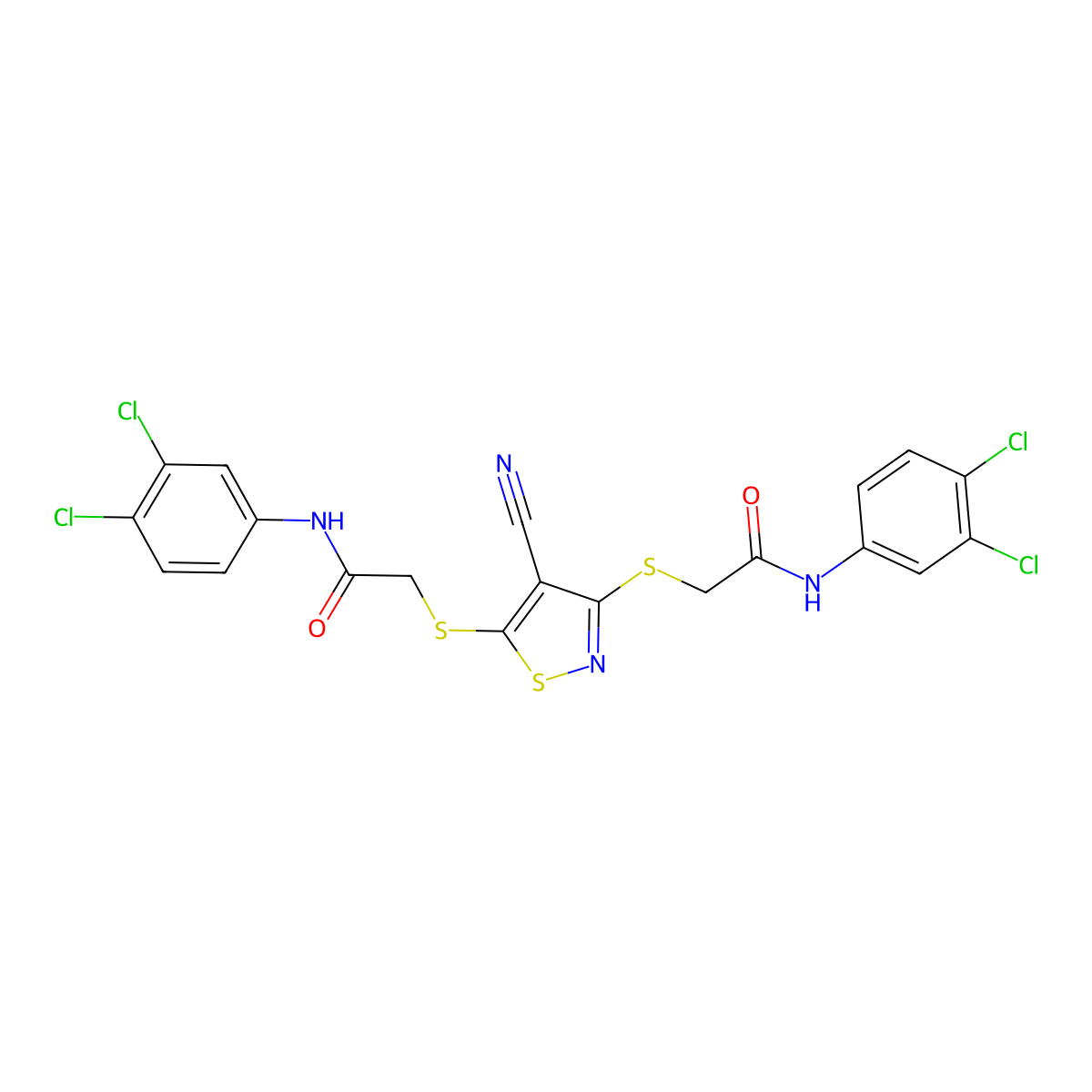 2-[(4-Cyano-3-{[2-(3,4-dichloroanilino)-2-oxoethyl]sulfanyl}-5-isothiazolyl)sulfanyl]-N-(3,4-dichlorophenyl)acetamide molecular structure, CAS 328285-78-5