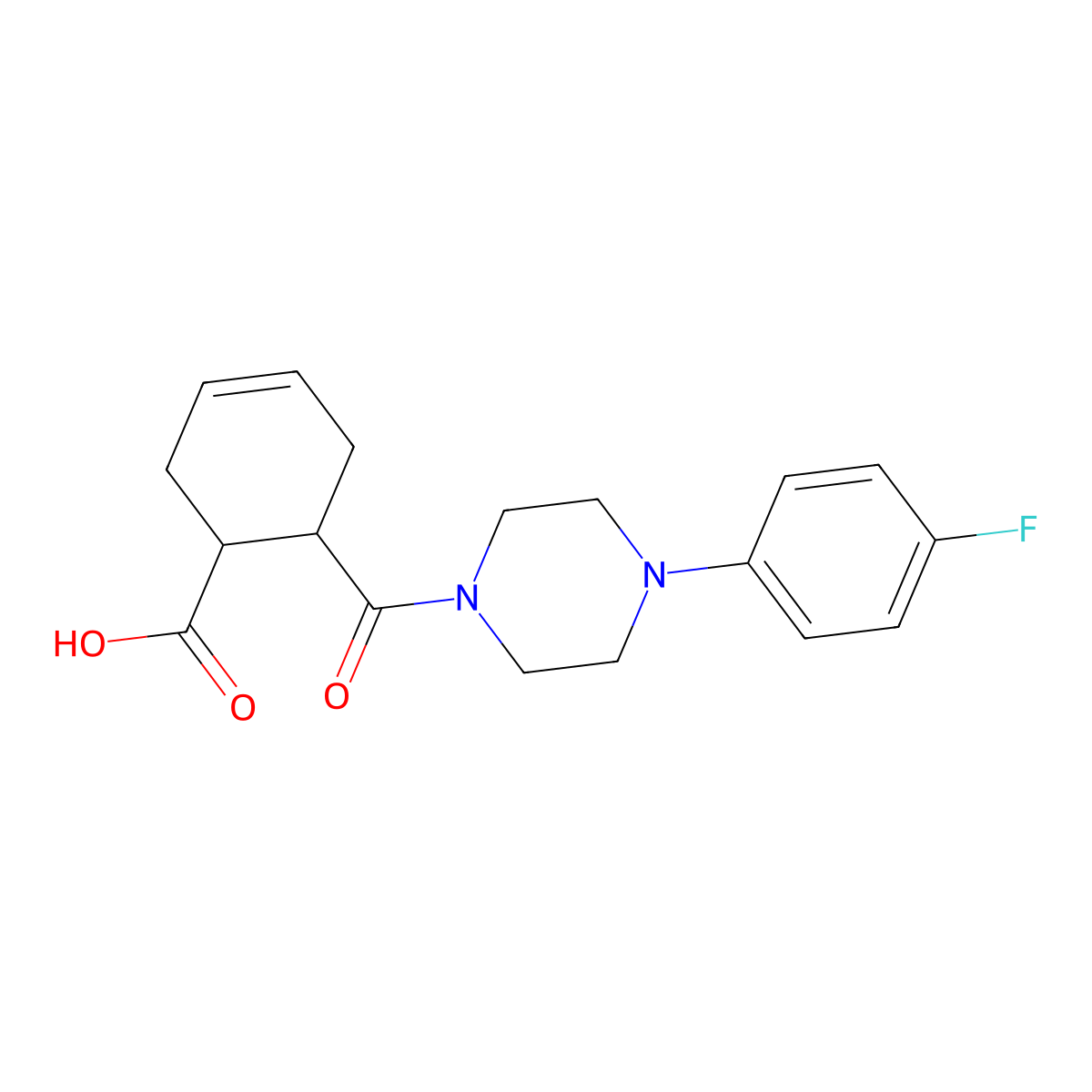6-[4-(4-Fluorophenyl)piperazine-1-carbonyl]cyclohex-3-ene-1-carboxylic acid molecular structure, CAS 328285-88-7