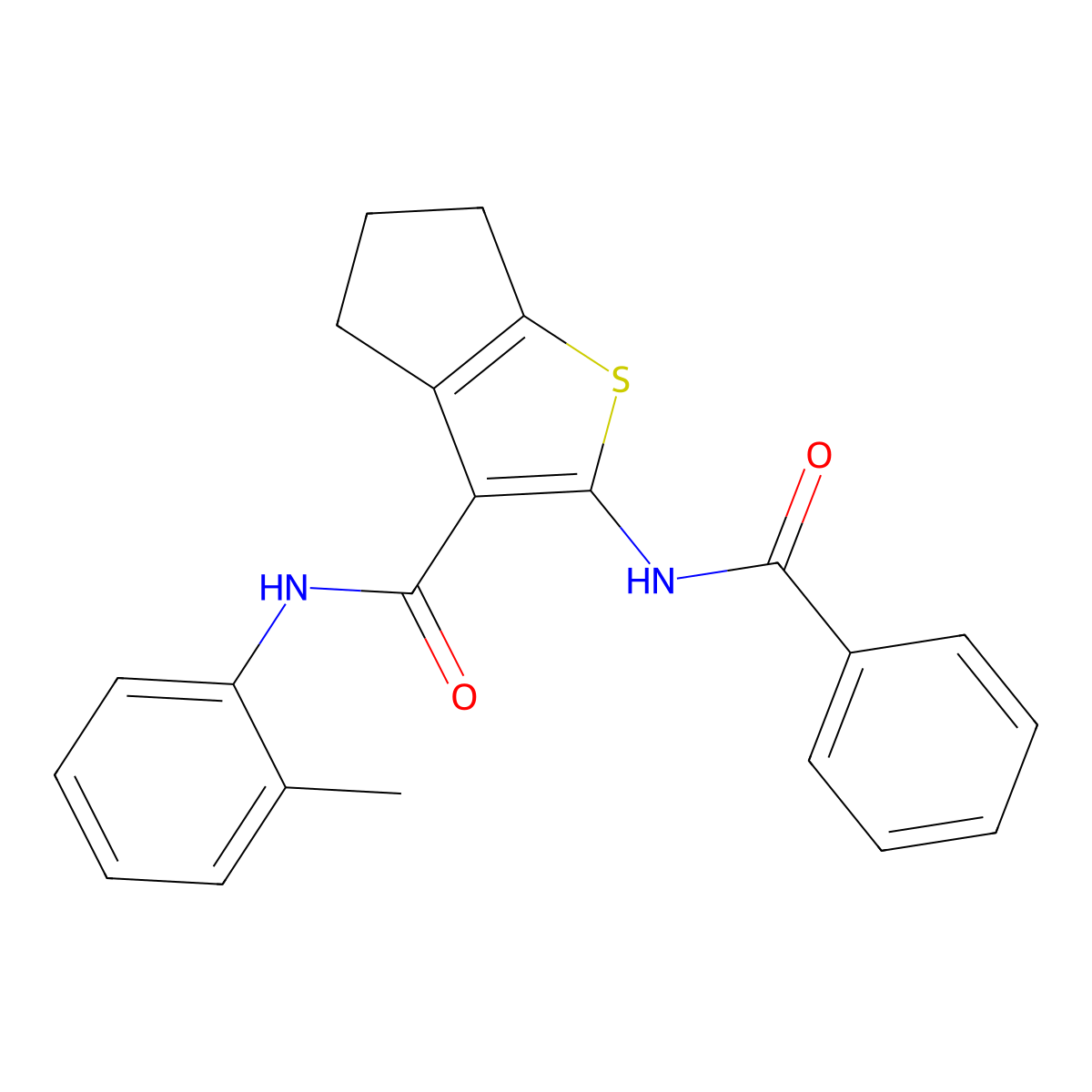 2-(benzoylamino)-N-(2-methylphenyl)-5,6-dihydro-4H-cyclopenta[b]thiophene-3-carboxamide molecular structure, CAS 328286-08-4