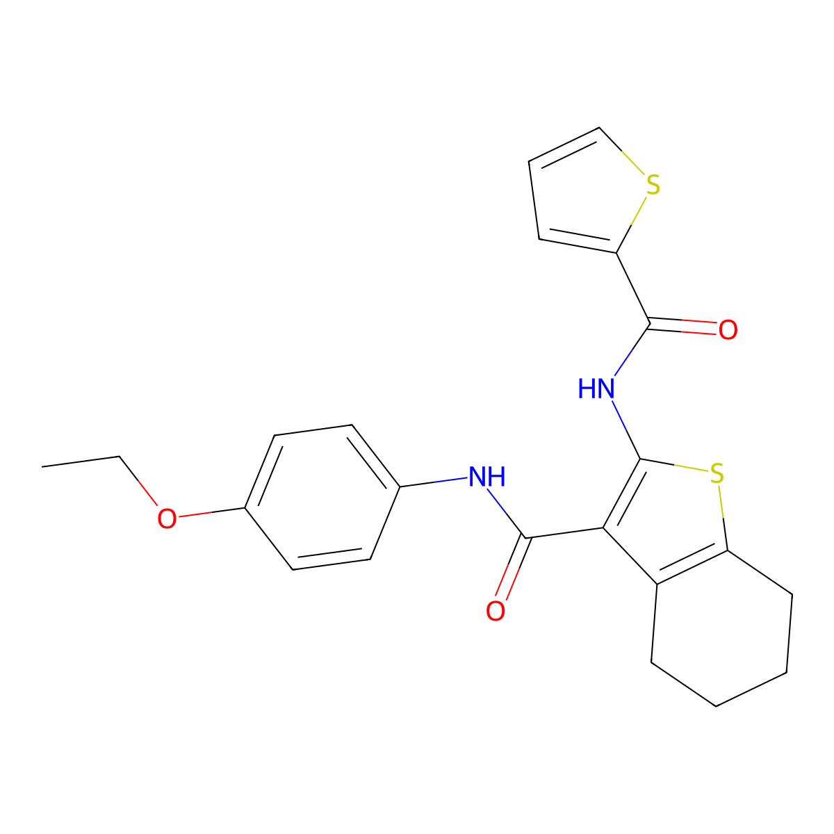 N-(4-ethoxyphenyl)-2-[(thiophen-2-ylcarbonyl)amino]-4,5,6,7-tetrahydro-1-benzothiophene-3-carboxamide molecular structure, CAS 328286-09-5