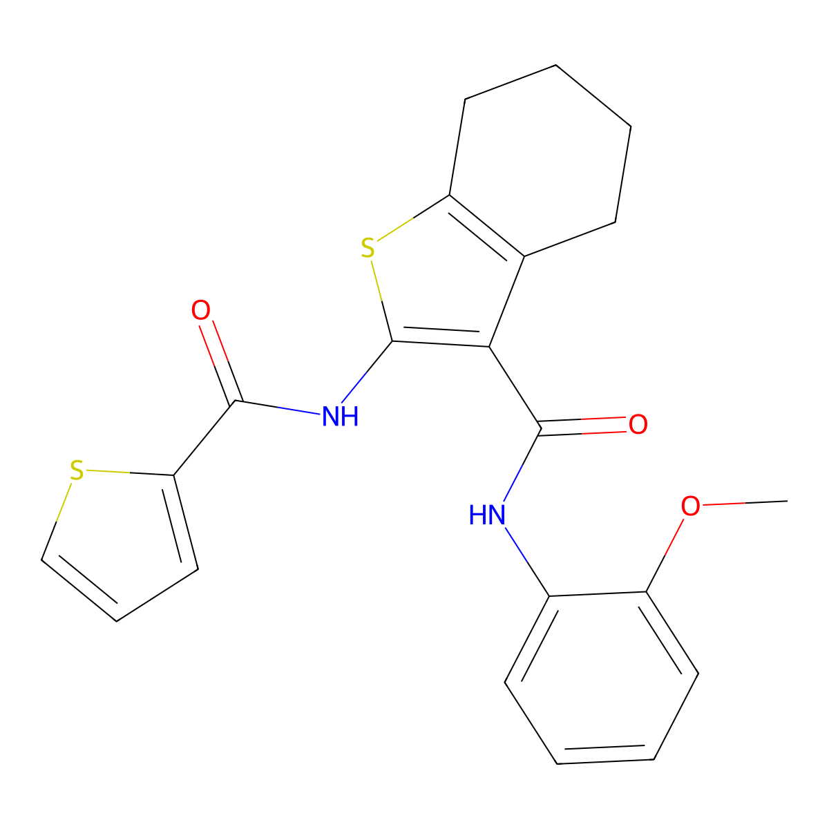 N-(2-methoxyphenyl)-2-(thiophene-2-carbonylamino)-4,5,6,7-tetrahydro-1-benzothiophene-3-carboxamide molecular structure, CAS 328286-13-1