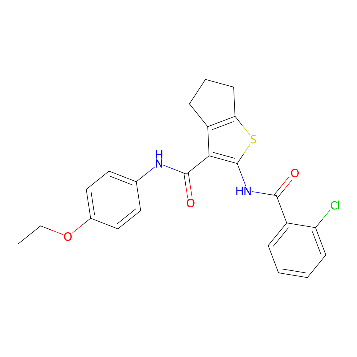 2-[(2-chlorobenzoyl)amino]-N-(4-ethoxyphenyl)-5,6-dihydro-4H-cyclopenta[b]thiophene-3-carboxamide molecular structure, CAS 328286-15-3