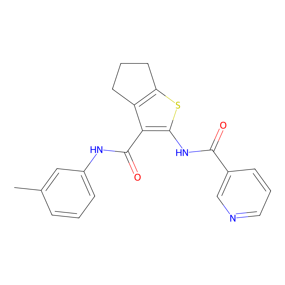 N-(3-(m-Tolylcarbamoyl)-5,6-dihydro-4H-cyclopenta[b]thiophen-2-yl)nicotinamide molecular structure, CAS 328286-36-8