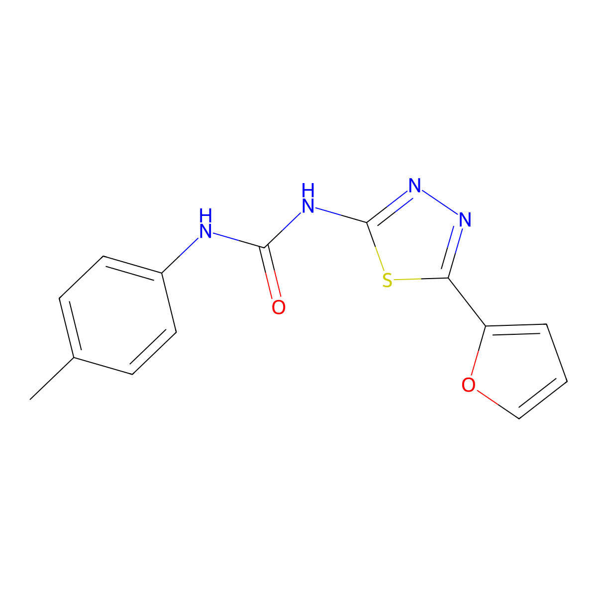 1-[5-(Furan-2-yl)-1,3,4-thiadiazol-2-yl]-3-(4-methylphenyl)urea molecular structure, CAS 328286-45-9