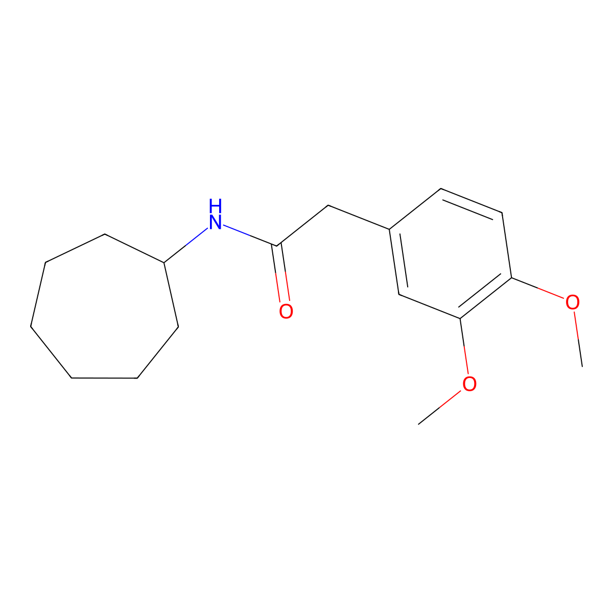 N-cycloheptyl-2-(3,4-dimethoxyphenyl)acetamide molecular structure, CAS 328286-92-6