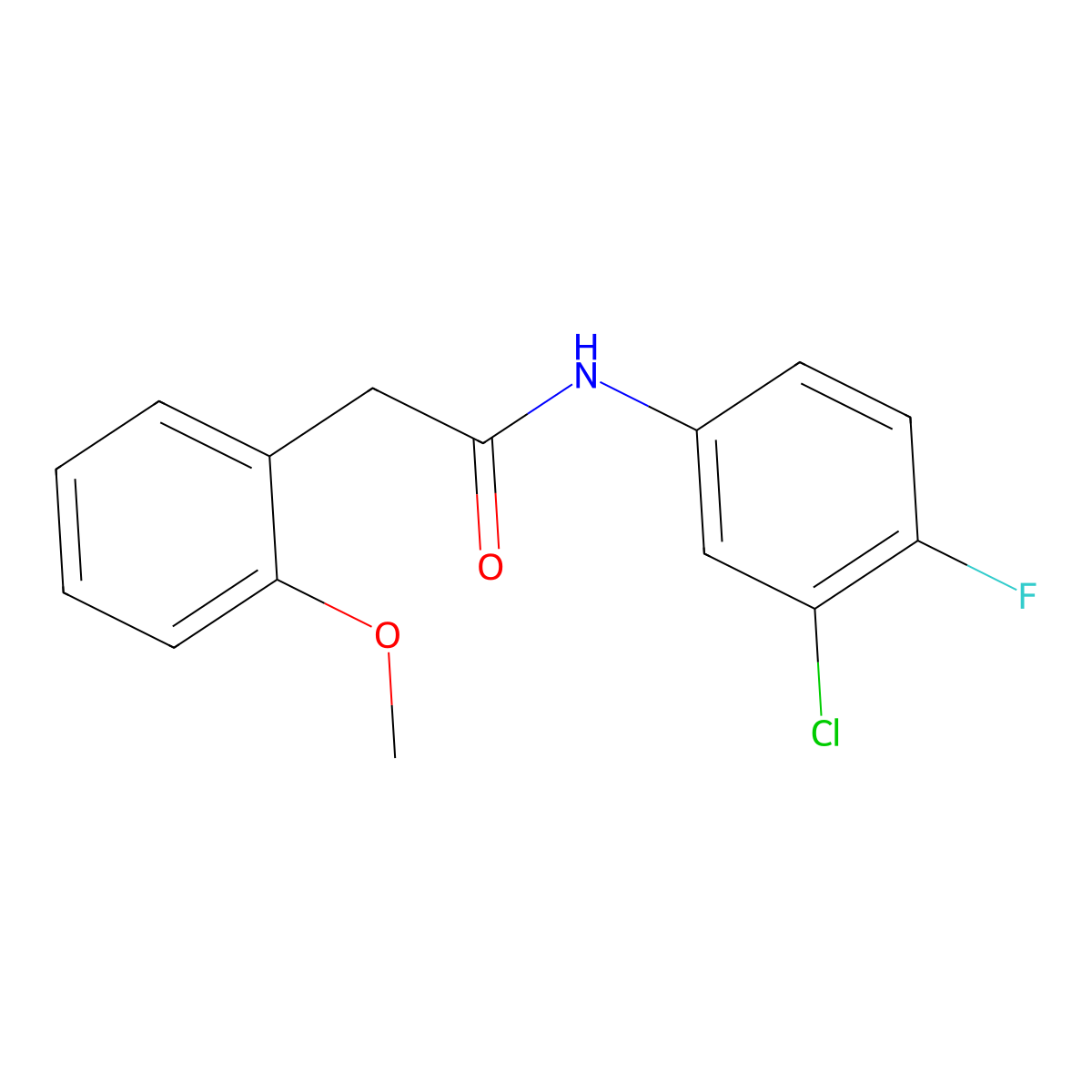 N-(3-chloro-4-fluorophenyl)-2-(2-methoxyphenyl)acetamide molecular structure, CAS 328287-23-6