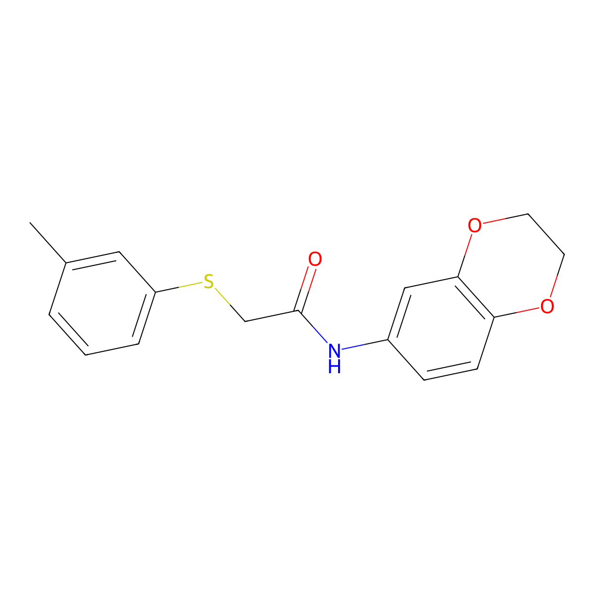 N-(2,3-dihydro-1,4-benzodioxin-6-yl)-2-[(3-methylphenyl)sulfanyl]acetamide molecular structure, CAS 328287-32-7