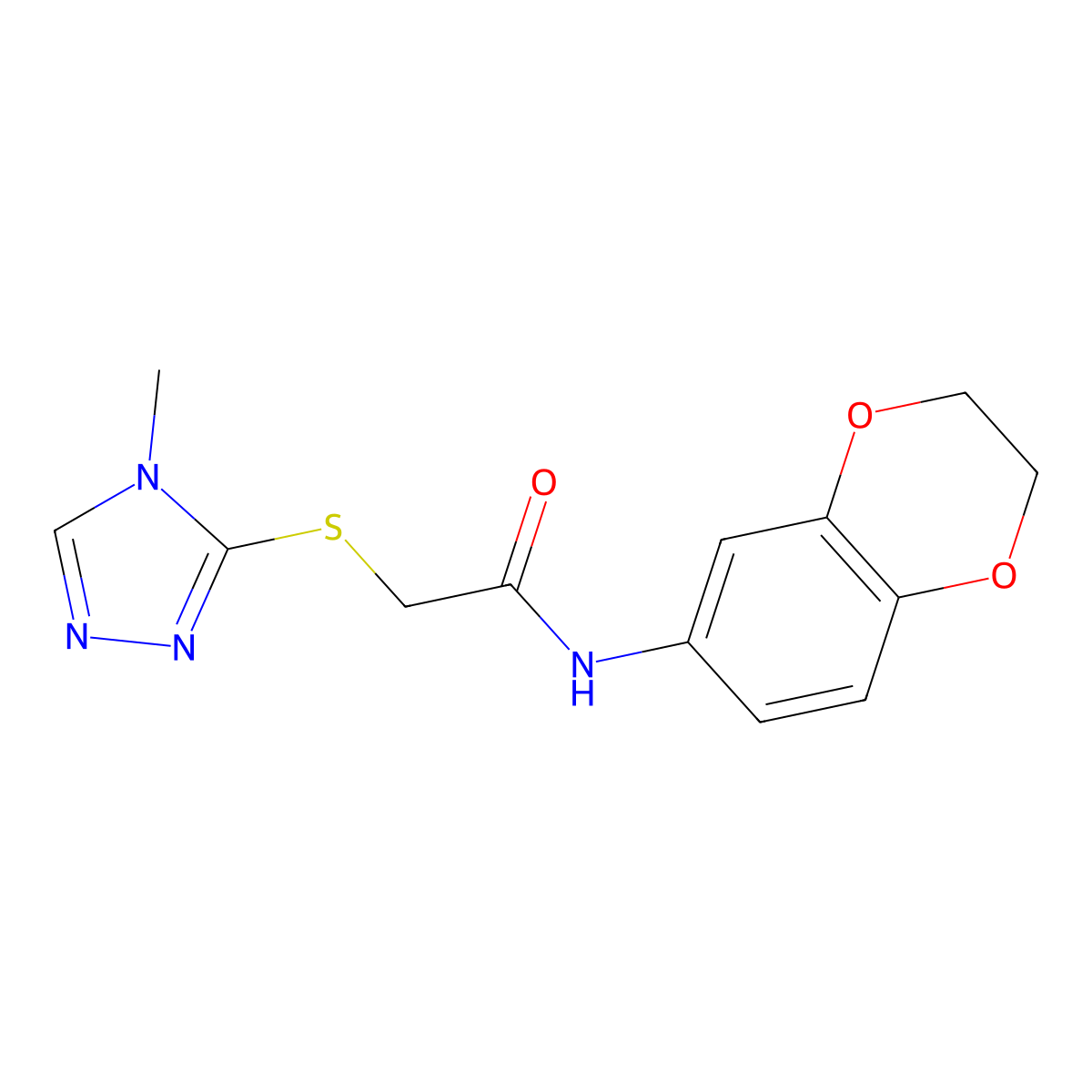 N-(2,3-dihydro-1,4-benzodioxin-6-yl)-2-[(4-methyl-4H-1,2,4-triazol-3-yl)sulfanyl]acetamide molecular structure, CAS 328287-35-0