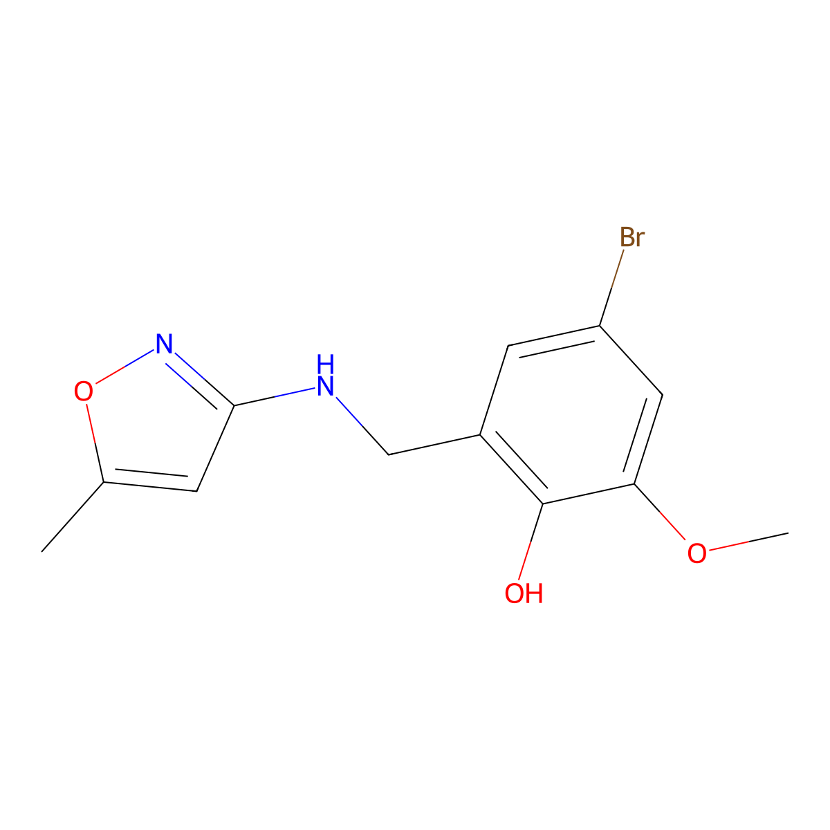 4-Bromo-6-methoxy-2-{[(5-methylisoxazol-3-yl)amino]methyl}phenol molecular structure, CAS 328287-40-7
