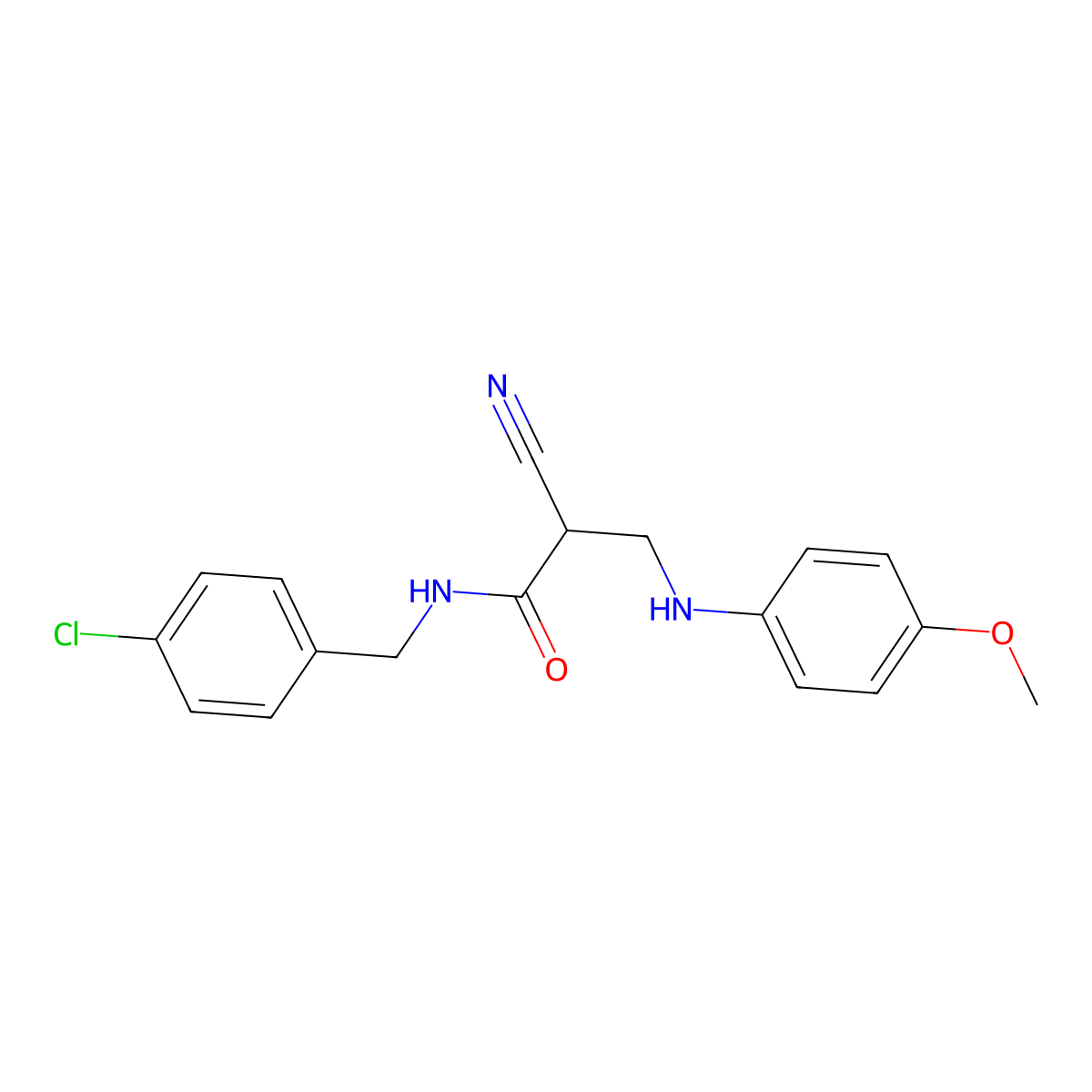 N-(4-chlorobenzyl)-2-cyano-3-(4-methoxyanilino)propanamide molecular structure, CAS 328288-13-7